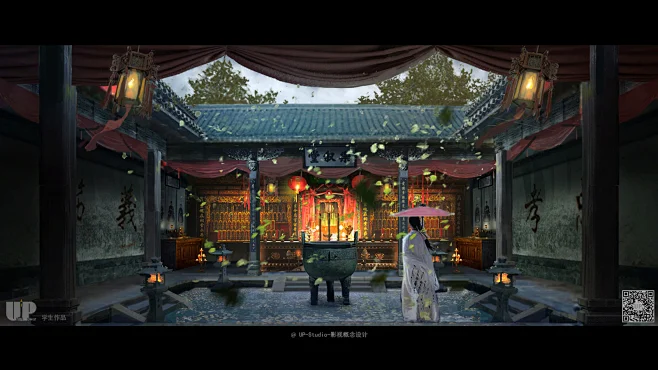 影视概念设计-气氛图-古装外景-寺院-花瓣网