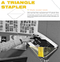 #墙挂式订书机#
2013年德国红点奖奖项
《A Triangle Stapler》将订书机变为墙挂式，让纸张能在重力作用下自由对齐，同时残疾人也可以轻松使用