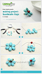 Easy Craft Design – How to Make a Turquoise Beaded Flower Ring for Summer in 10 Minutes@北坤人素材