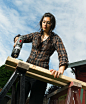 Craftsperson Woman Uses Power Screwdriver Drilling Holes Wood