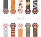 Cartoon Color Cats Paw Different Types Set. Vector