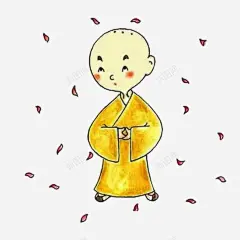 手绘站在花瓣中的小和尚 元素 免抠png 设计图片 免费下载 页面网页 平面电商 创意素材