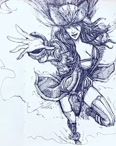 原创作品：LOL 女刀锋   治愈系 undefined 素描 水彩 壁(1)