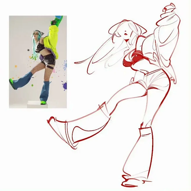线稿｜绘画动作线条描述超强张力感 - 小...