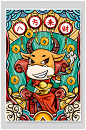 国潮八方来财牛年插画素材
