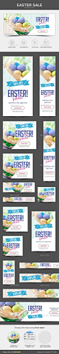 Easter Sale Banners (Photoshop PSD, CS3, adroll, animated banner, banner pack, banner set, banners, bunny, business, coupon, deal, discount, easter sale, egg, flat design, gif banner, google adwords, Google adwords banner, marketing, metro design, multi p