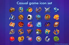 手绘游戏图标设计一组图片_icon/道具图片素材-花瓣网