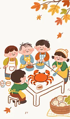 卡通秋季美味大闸蟹儿童插画