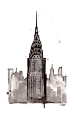 Print of original watercolor study of Chrysler Building NYC by Jessica Durrant