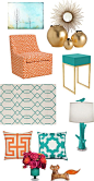 Tangerine + Teal Color Combo via The Blissful Bee Blog