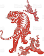 中国风剪纸对于今年虎年日 - 3月的中国风剪纸对于今年虎年三月的中国风剪纸对于今年虎年虎剪纸自由艺术版税库存矢量图#tigerart -大作