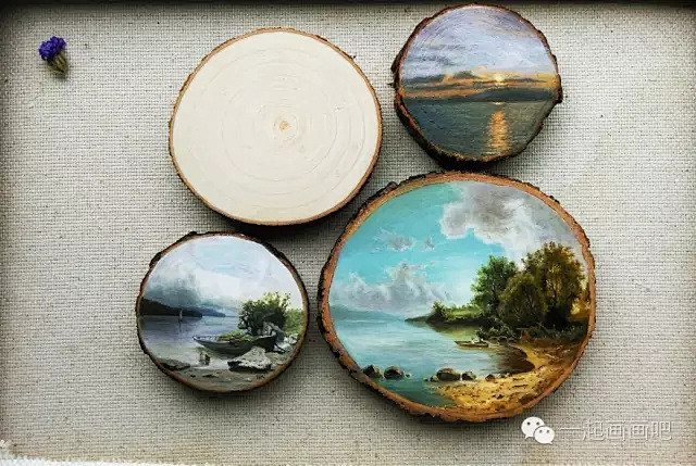 木头上的风景画