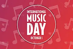 国际音乐的一天。10月1日。节日的概念。模板的背景，旗帜，卡片，海报与文字题词。向量EPS10插图。