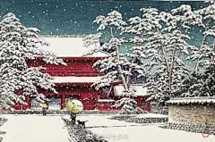 浮世绘中的雪景 ​​​​