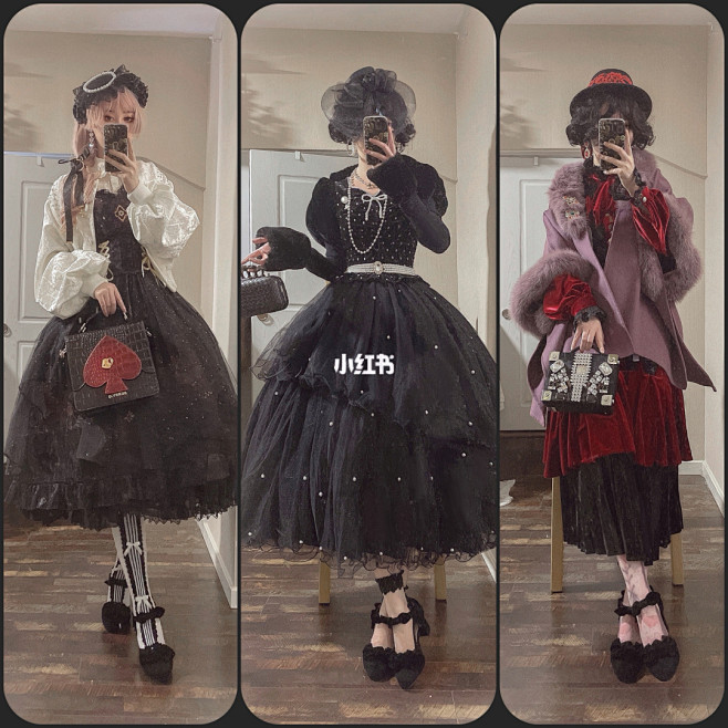 lolita穿搭｜秋冬叠穿～复古大小姐x优雅贵妇 : 应要求出了一期冬天装扮，lo裙结合地球人，穿好保暖内衣厚袜子5度以上无压力～ 鞋是 ...