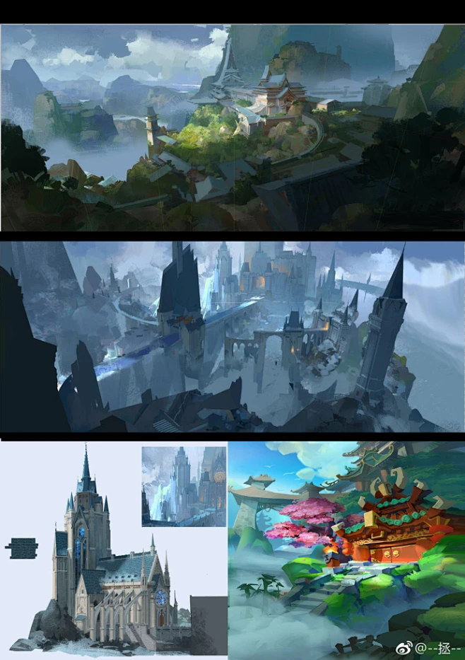 {插画系列}卡通场景02-花瓣网