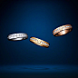 Contemporary rings with a timeless touch. HW initials and 33 round brilliant diamonds adorn new Rings, available in 18K white, yellow and rose gold.Contemporary rings with a timeless touch. HW initials and 33 round brilliant diamonds adorn new Rings, avai