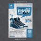 PSD mega discount shoes black friday sale poster or banner template ready to print