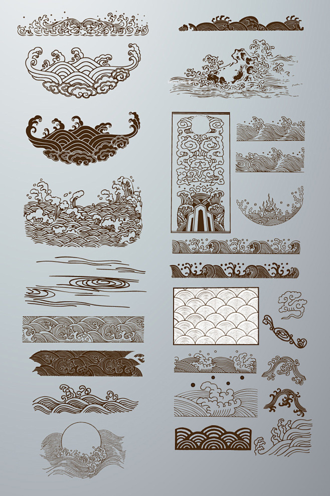 中国风水纹波浪浮世绘矢量素材