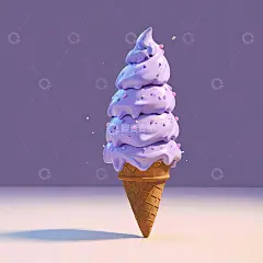 奇幻紫色冰淇淋甜筒Ai插画海报背景高清图