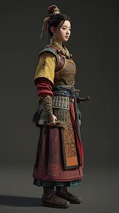 女武将战士角色设定素材 影视游戏盔甲装备设计 人物插画临摹参考-淘宝网
