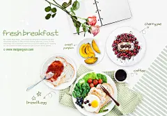 餐饮美食营养早餐海报PSD模板Food posters template#ti155a4113 :  