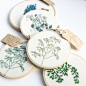 This Hand Embroidered Hoop features a contemporary Houseplant design which has been made using Cotton Anchor Tapestry Threads and has been: 