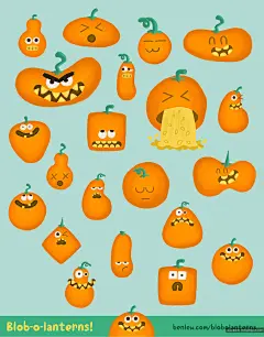 万圣节搞怪南瓜插画素材 lants-Gra-Pack-设计元素-@美工云(meigongyun.com)