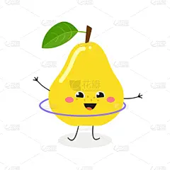 梨,呼拉圈舞,幸福,动画片,可爱的,素食,清新,食品,水果,吉祥物