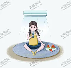 卡通喝饮料吹空调素材购物 【酷图网】夏天,女孩,吹空调,吃西瓜,周末,阳光,室内,绘画,画画,手绘,卡通,插画,动漫,商业,素材,海报,包装,壁纸,元素,设计,创意,展板,背景,购物,促销,活动
