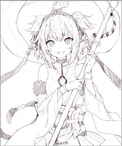 #绘画学习# 插画师 ももこ 设计绘制的萌妹子插画手稿，拿走临摹练习~ ​
