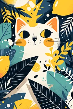 猫咪图案动植物插图插画