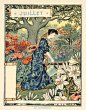 100多年前的日历。精美绘画，每幅都有个女人在院子花园里劳作。by：Eugène Grasset ​​​​
#插画#