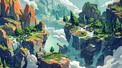 AI卡通游戏场景设定素材 高清背景环境壁纸插画设计 海报概念-淘宝网