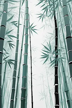 清新竹叶中国风竹子竹林自然风景插画
