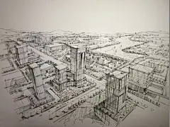 广州纯粹手绘教育创立人-连柏慧老师建筑手绘表现作品。徒手线稿~~