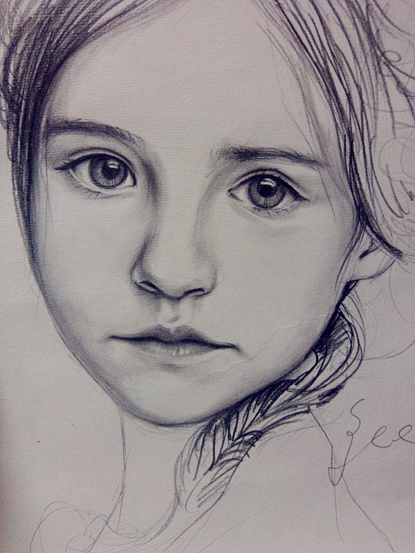 手绘素描铅笔人物