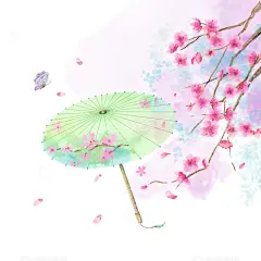 水彩古风油纸伞元素高清模板免费下载-趣麦麦图