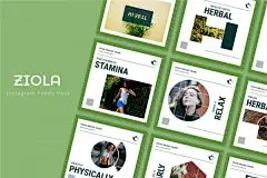 Instagram小清新绿色社交信息流图片排版设计模板素材 Ziola – Instagram Feeds Pack