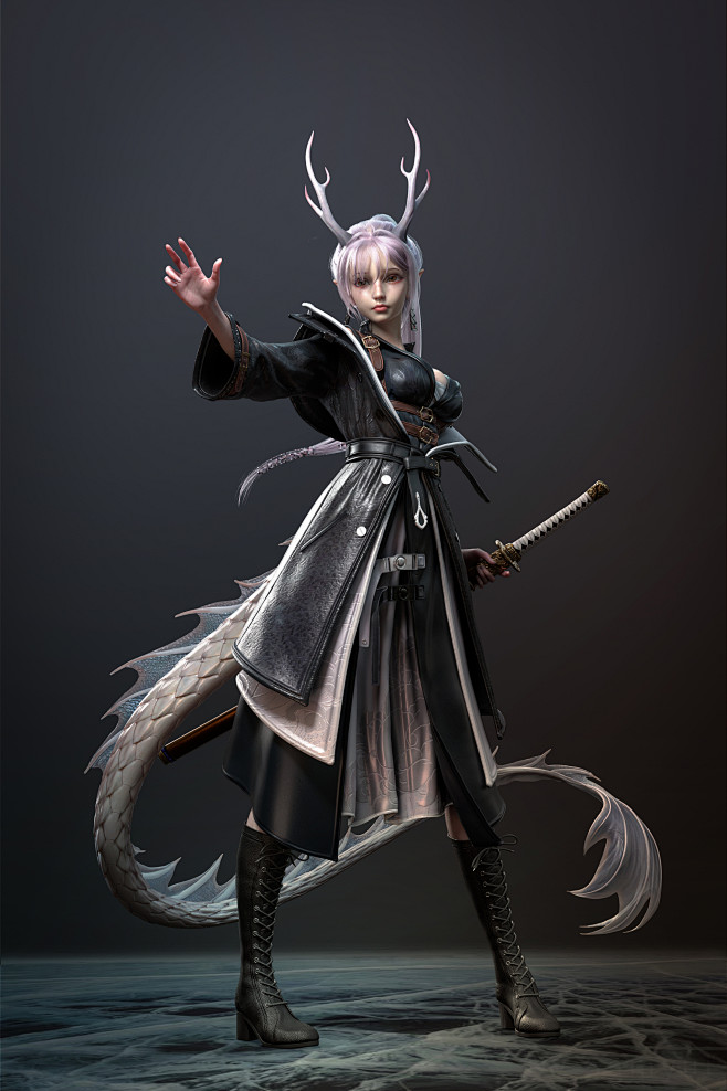 在培训班里做的龙人少女模型 - 角色/人...