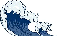 蓝色海浪插画设计素材矢量图中式日式元素设计素材