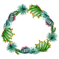 水彩仙人掌插画 植物花环 png元素免扣 wreaths05