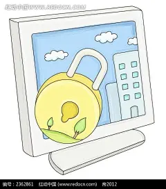 电脑和锁手绘水彩物品插图PSD|PSD分层素材|PSD素材|插画|插图|电脑|绘画|卡通|科技图片|漫画|设计|手绘|水彩|锁|图片