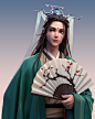 另一张。。《人渣反派自救系统》沈清秋, yao zhu : 没敢染指《魔道祖师》和我大《天官赐福》，只好祸害一下《渣反》的沈清秋了。
试了下用arnold渲染，maya用的不太顺手。。