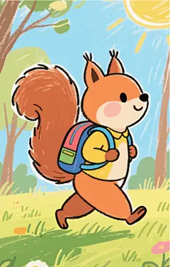 卡通小松鼠童趣插画