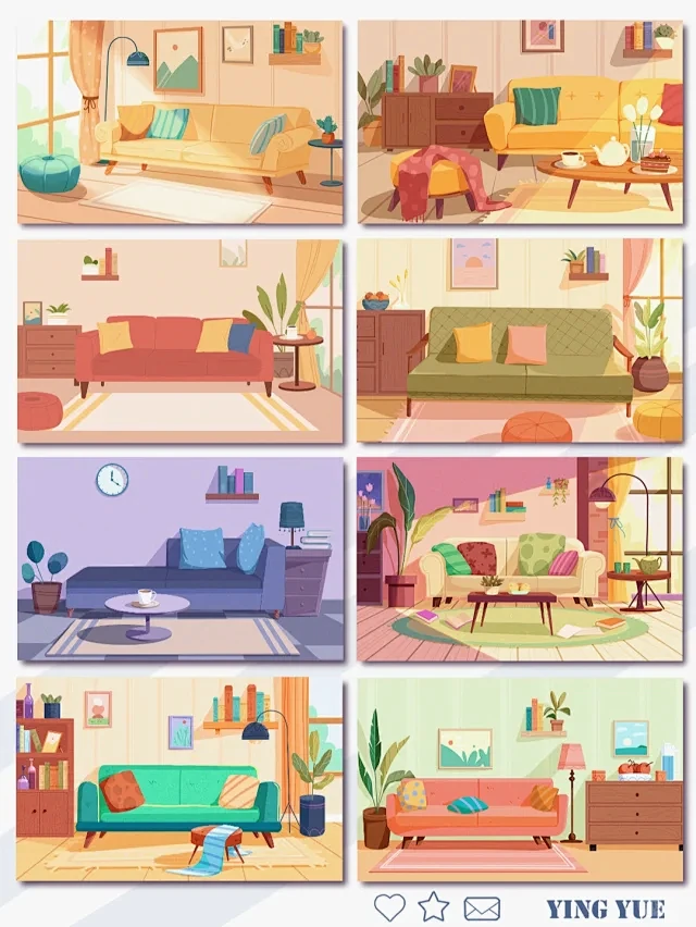 系列插画总结|客厅室内场景|创作思路!