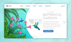 Botanical garden landing page template. Watching e