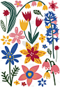 五颜六色的野生或花园盛开的花，季节性装饰向量插图