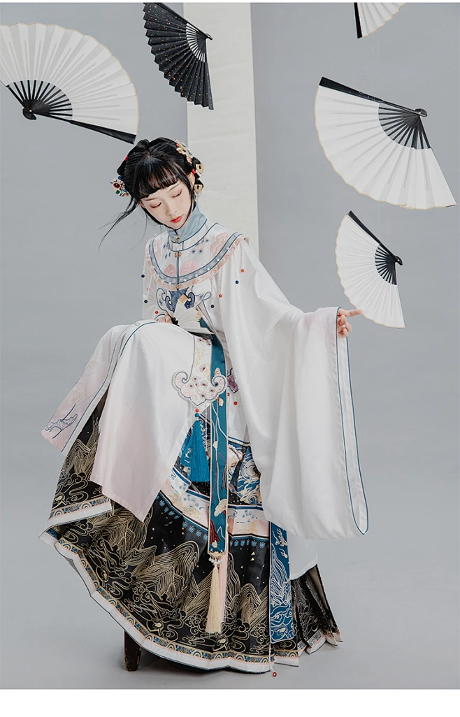 七月夕 走秀款 墨染 明制立领长衫仿妆花马面裙重工云肩明制汉服-淘宝网-花瓣网