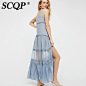 Scqp solid lace patch dress cardigan mangas v cuello de las mujeres del verano largo de bohemia dress ladies fashion beach 2017 vestidos de las mujeres en Vestidos de Ropa y Accesorios de las mujeres en AliExpress.com | Alibaba Group